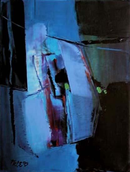 Painting titled "composition bleue" by Eric Taleb, Original Artwork