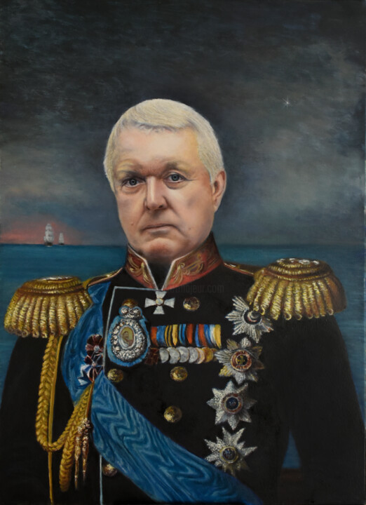 Schilderij getiteld "Вице-Адмирал" door Alex Bond, Origineel Kunstwerk, Olie