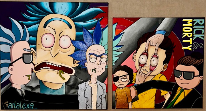 Peinture intitulée "Rick and Morty" par Artalexa Creations, Œuvre d'art originale, Acrylique