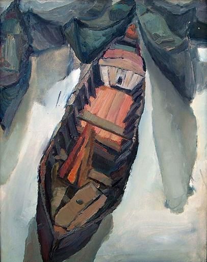 Painting titled "boat II vilkovo" by Vilkovo Boats, Original Artwork, Oil