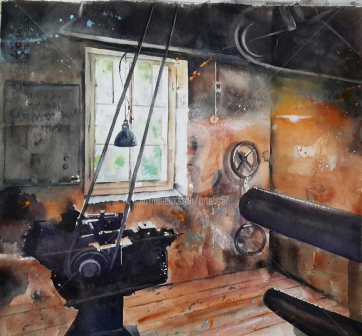 Pintura intitulada "Fellenberg Mühle" por Chantal Fischer, Obras de arte originais, Aquarela