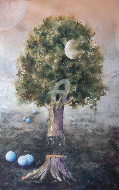 Malerei mit dem Titel "je m'arrache" von Chantal Fischer, Original-Kunstwerk, Aquarell