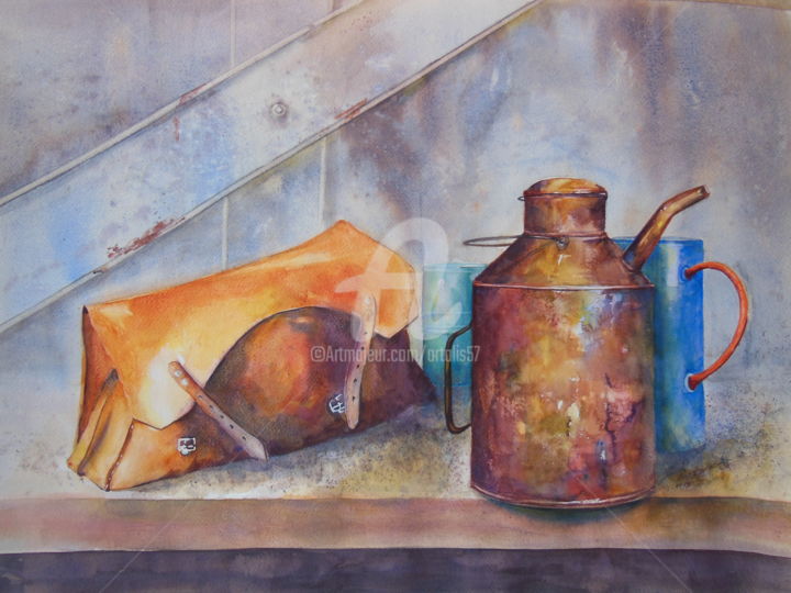 Painting titled "empreintes" by Chantal Fischer, Original Artwork, Watercolor