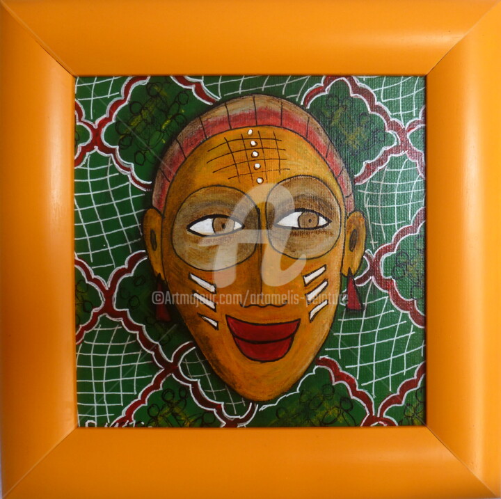 Painting titled "N°2 TRIPTYQUE MASQU…" by Artamelis, Original Artwork, Acrylic Mounted on Wood Stretcher frame