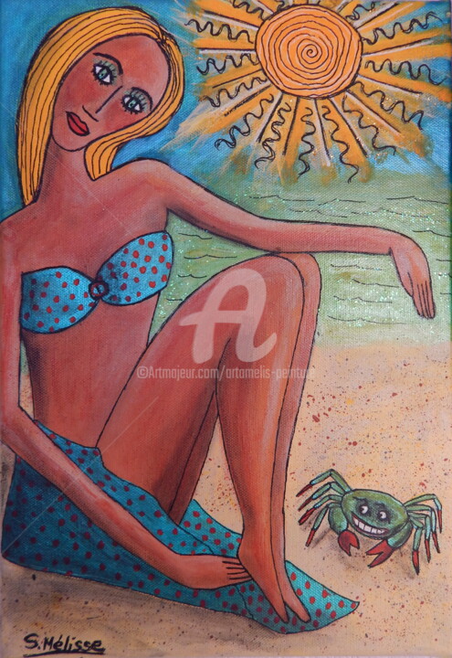 Painting titled "LA JEUNE FEMME ET L…" by Artamelis, Original Artwork, Acrylic