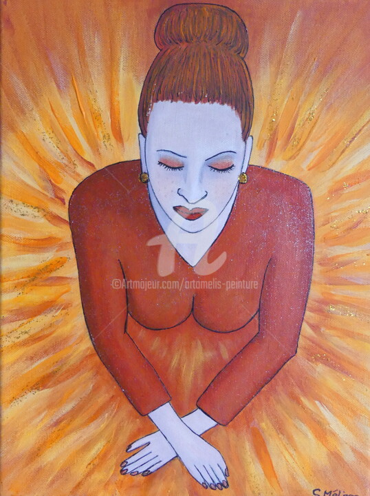 Painting titled "CLARA" by Artamelis, Original Artwork, Acrylic Mounted on Wood Stretcher frame