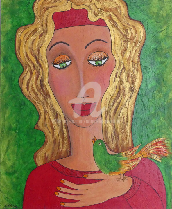 Painting titled "MALOU & PILOU" by Artamelis, Original Artwork, Acrylic Mounted on Wood Stretcher frame