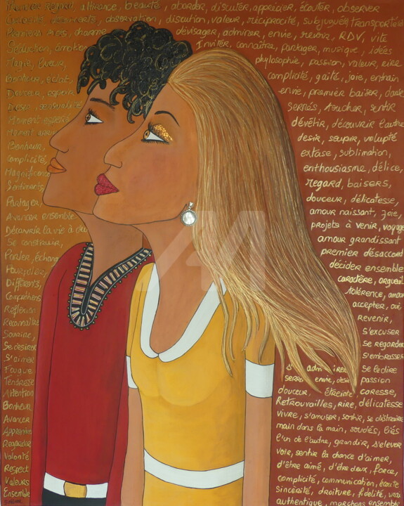 Painting titled "ENSEMBLE" by Artamelis, Original Artwork, Acrylic Mounted on Wood Stretcher frame