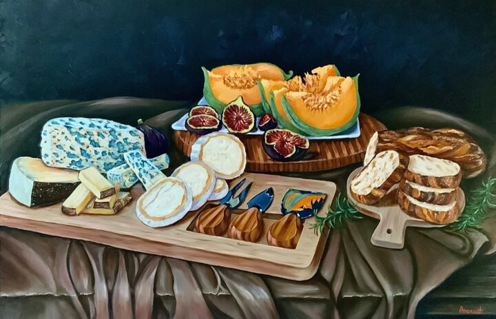 Peinture intitulée "Cheese time" par Anerosh, Œuvre d'art originale, Huile Monté sur Panneau de bois