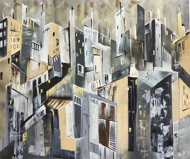 Картина под названием "Город" - Вита Федосова, Подлинное произведение искусства, Акрил