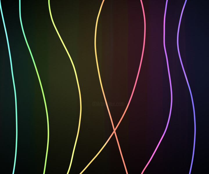 Grafika cyfrowa / sztuka generowana cyfrowo zatytułowany „Neon Lines” autorstwa Artaskara, Oryginalna praca, 2D praca cyfrowa