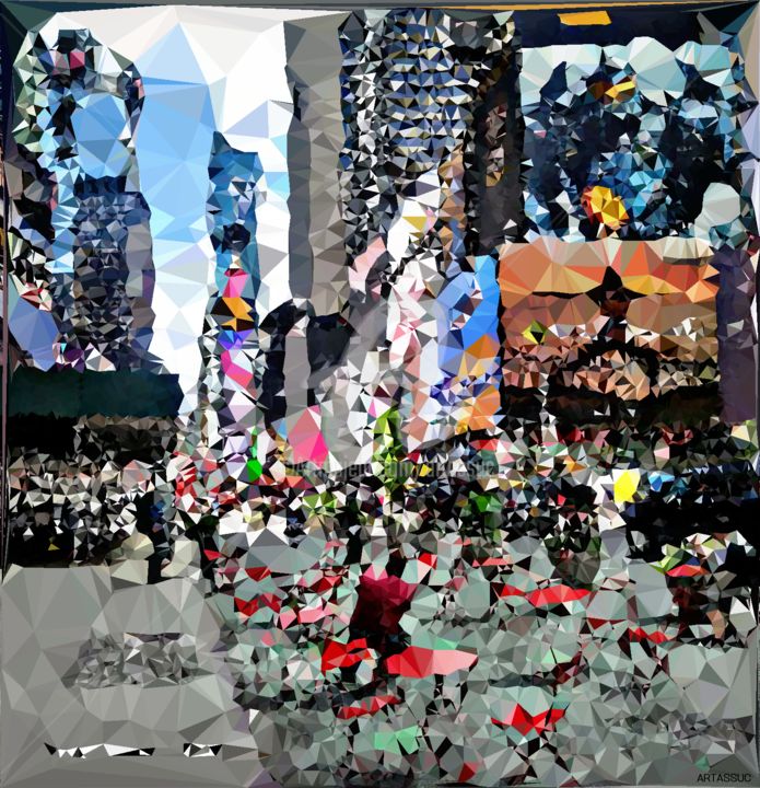Digital Arts titled "Polygone City" by Isabelle Cussat (Artassuc), Original Artwork, Photo Montage