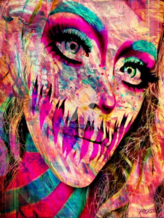 Digitale Kunst getiteld "Maquillage Halloween" door Isabelle Cussat (Artassuc), Origineel Kunstwerk, Foto Montage