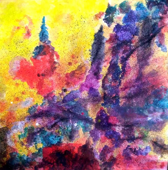 Peinture intitulée "Blinding brights" par Sudeep Yadav, Œuvre d'art originale, Aquarelle