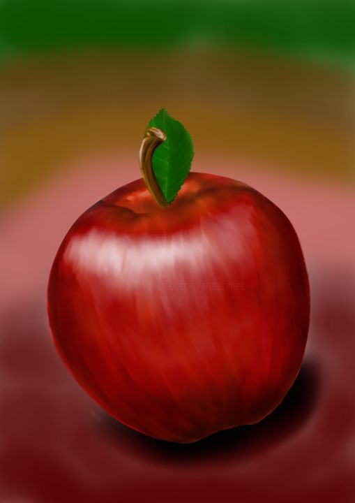 Arts numériques intitulée "Pomme rouge" par Artauxmurs, Œuvre d'art originale, Peinture numérique