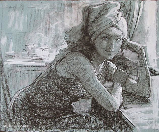 Painting titled "Morning" by Artbashev, Original Artwork, Oil
