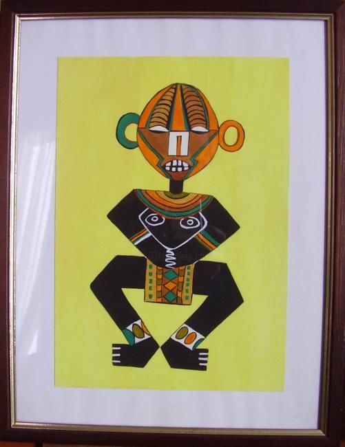 Malerei mit dem Titel "petit masque africa…" von Beatrice Mosseron, Original-Kunstwerk