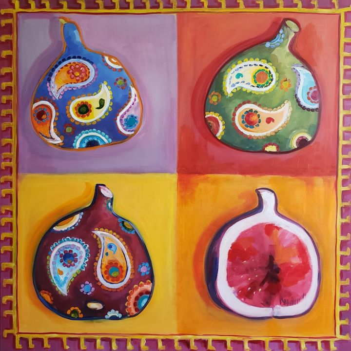 Painting titled "Figs" by Iryna Benderovska, Original Artwork, Oil