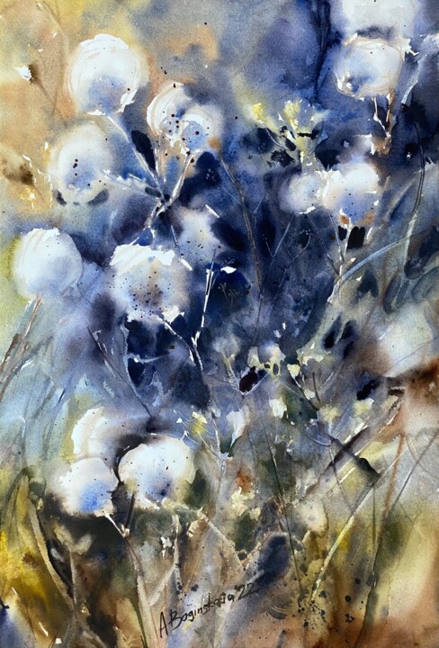 Malerei mit dem Titel "Summer is running o…" von Anna Boginskaia, Original-Kunstwerk, Aquarell