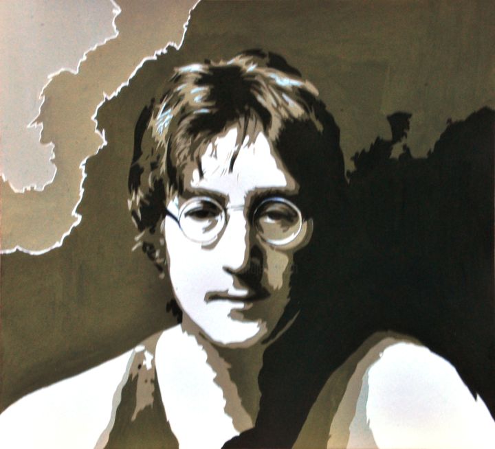 Painting titled "Джон Леннон" by Artbond, Original Artwork, Tempera