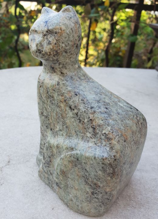 Sculpture titled "Chat authentique to…" by Sebastien Devore (Art-bracadabrac), Original Artwork, Stone