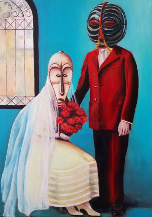 Peinture intitulée "Mariage épicé" par Sebastien Devore (Art-bracadabrac), Œuvre d'art originale, Huile