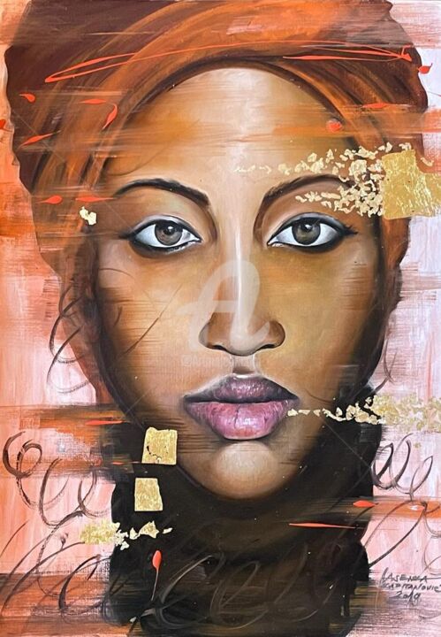 Pintura intitulada "“African soul”" por Jasenka Kapitanovic, Obras de arte originais, Óleo