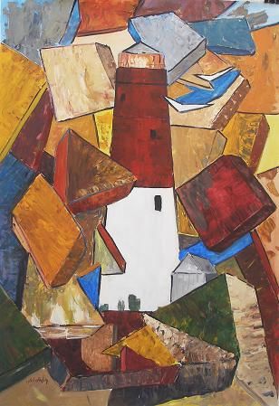 Peinture intitulée "barnagat lighthouse" par Miro, Œuvre d'art originale, Huile