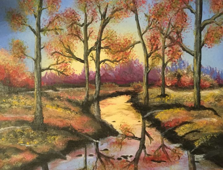 Painting titled "Autumn scene" by Pete Lord, Original Artwork, Acrylic