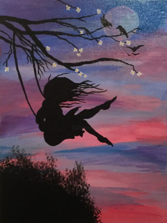 Painting titled "Swinging in the Wind" by Pete Lord, Original Artwork, Acrylic