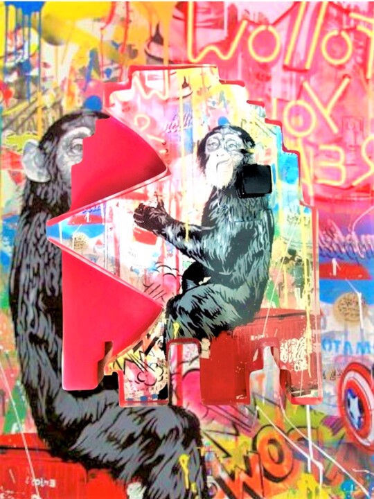 Gravures & estampes intitulée "Monkey" par Artcadebites, Œuvre d'art originale, Impression numérique