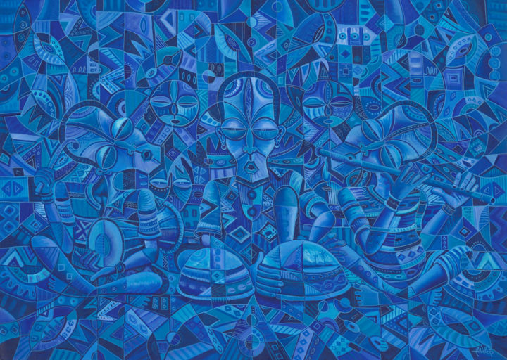 Peinture intitulée "The Blues Band 2" par Angu Walters, Œuvre d'art originale, Acrylique