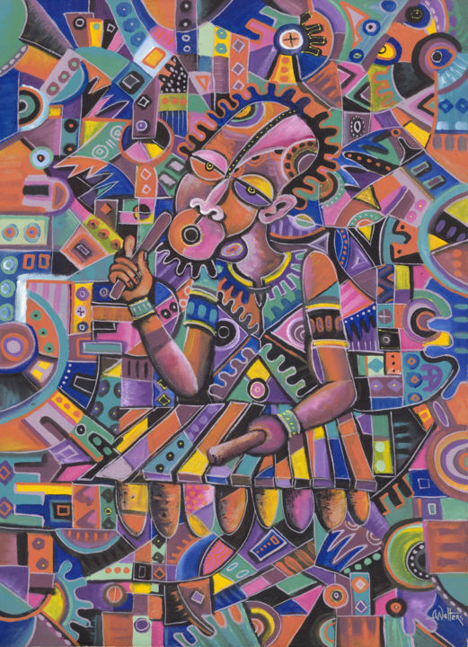 Peinture intitulée "The Xylophone Player" par Angu Walters, Œuvre d'art originale, Acrylique