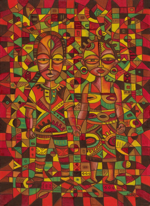 "Twin 2 painting of…" başlıklı Tablo Angu Walters tarafından, Orijinal sanat, Petrol
