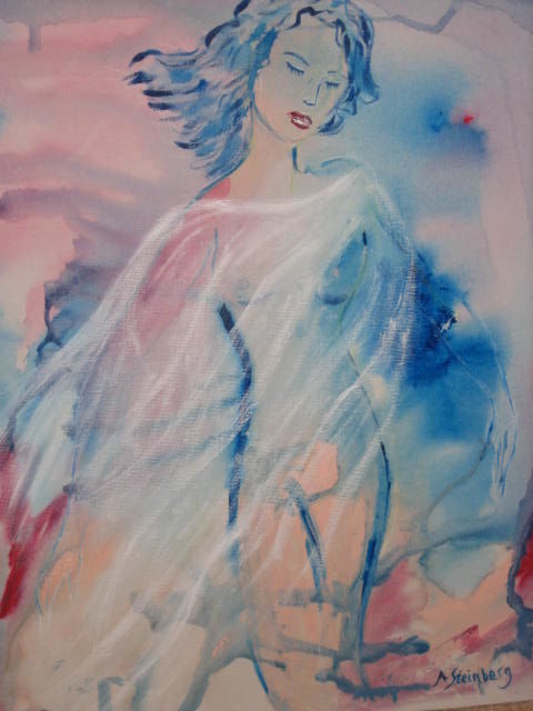 Malerei mit dem Titel "Blue Lady" von Adele Steinberg, Original-Kunstwerk