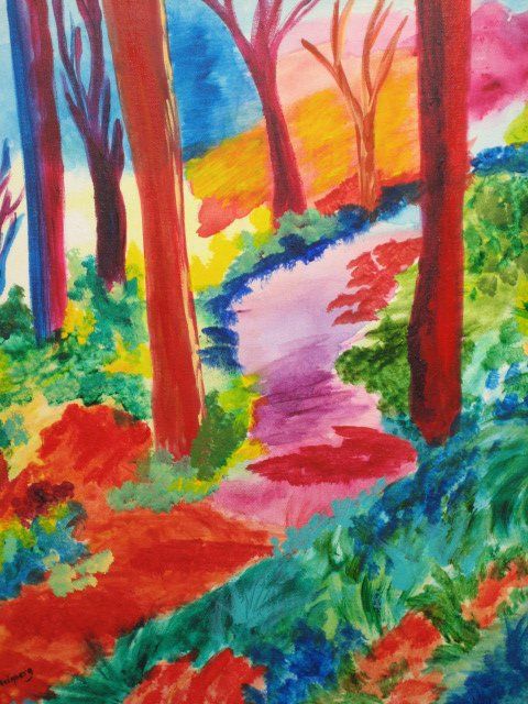 Painting titled "Fall path" by Adele Steinberg, Original Artwork