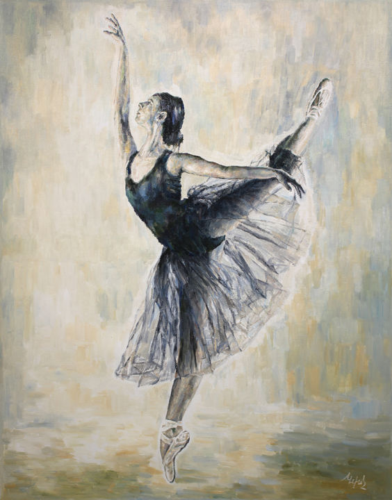 Painting titled "Ballerina  Oil Pain…" by Liliya Chernaya, Original Artwork, Oil