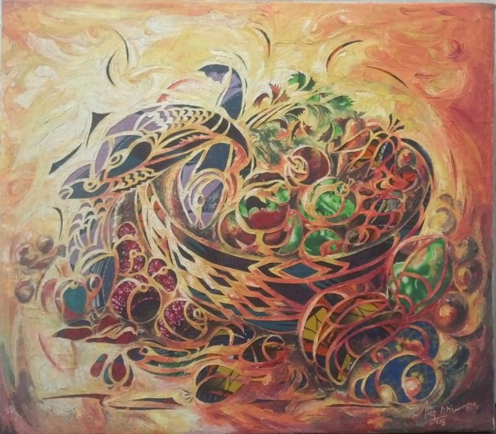 Painting titled "panier-plein-015-80…" by Augustin Tshimpe Wa Nzambi (Aug.Tshimpe / = Me Tshipas =), Original Art, Other