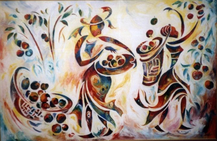 Painting titled "la-cueillette-002-1…" by Augustin Tshimpe Wa Nzambi (Aug.Tshimpe / = Me Tshipas =), Original Art, Other