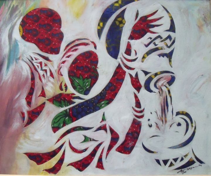 Peinture intitulée "Heureux Mariage." par Augustin Tshimpe Wa Nzambi, Œuvre d'art originale