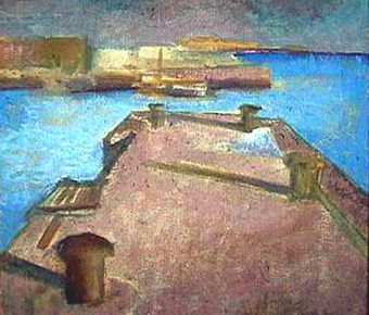 Peinture intitulée "quai d'aran" par Elodie Studler, Œuvre d'art originale