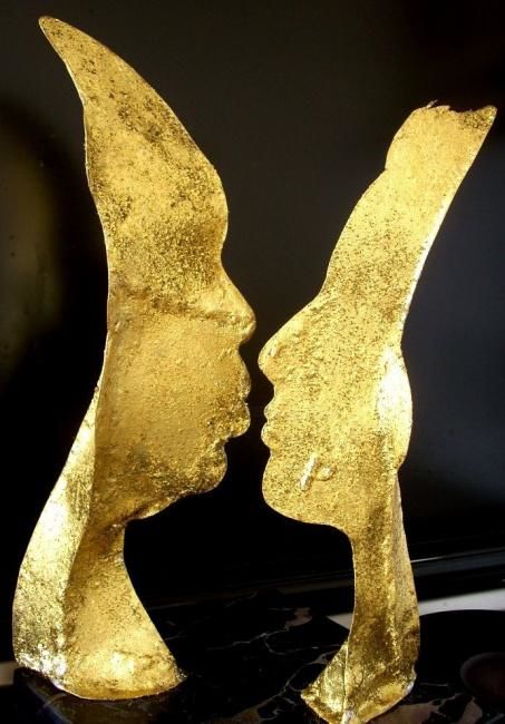 Sculpture intitulée "Le baiser" par Paul Pacotto, Œuvre d'art originale, Métaux