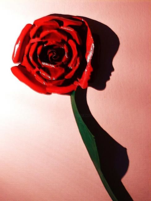 Sculpture titled "Rose rouge" by Paul Pacotto, Original Artwork, Metals