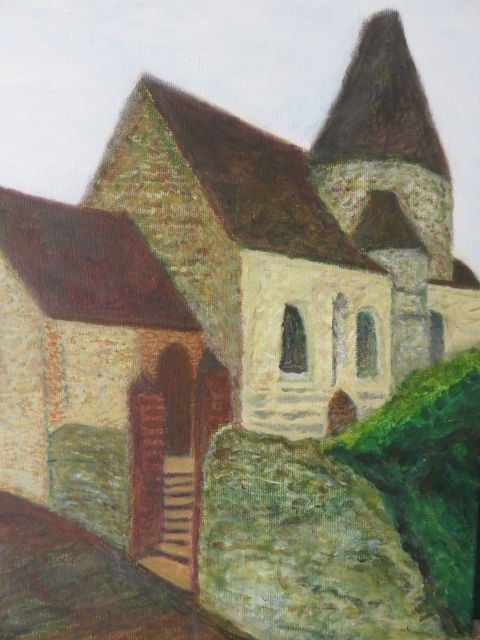 Картина под названием "Eglise" - Artcouleur S, Подлинное произведение искусства