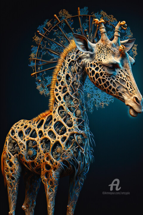 Arts numériques intitulée "Girafoïde" par Artcypia, Œuvre d'art originale, Image générée par l'IA
