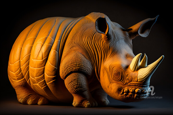 Arts numériques intitulée "Rhinomania  Cucurbi…" par Artcypia, Œuvre d'art originale, Peinture numérique