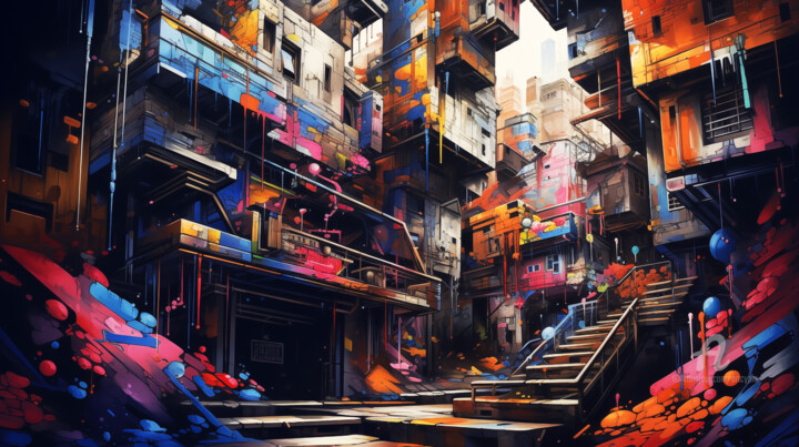 Arts numériques intitulée "La ville aux milles…" par Artcypia, Œuvre d'art originale, Image générée par l'IA