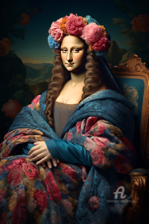 Digitale Kunst getiteld "Mona Lisa dans l’It…" door Artcypia, Origineel Kunstwerk, AI gegenereerde afbeelding