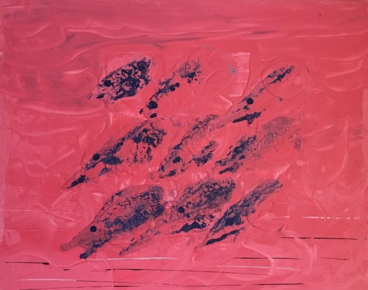 Painting titled "Flock" by Vladimir Pavlenko, Original Art, Acrylic Mounted on Stretcher frame
