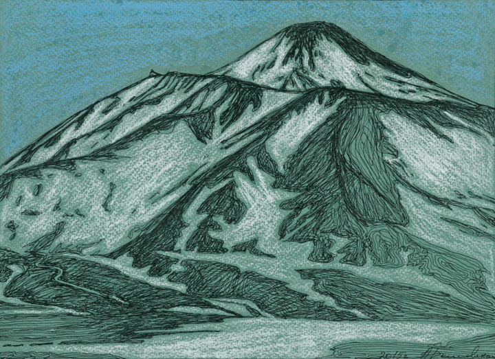 Dessin intitulée "Kamchatka. Avachins…" par Anastasiya Dashevskaya, Œuvre d'art originale, Encre